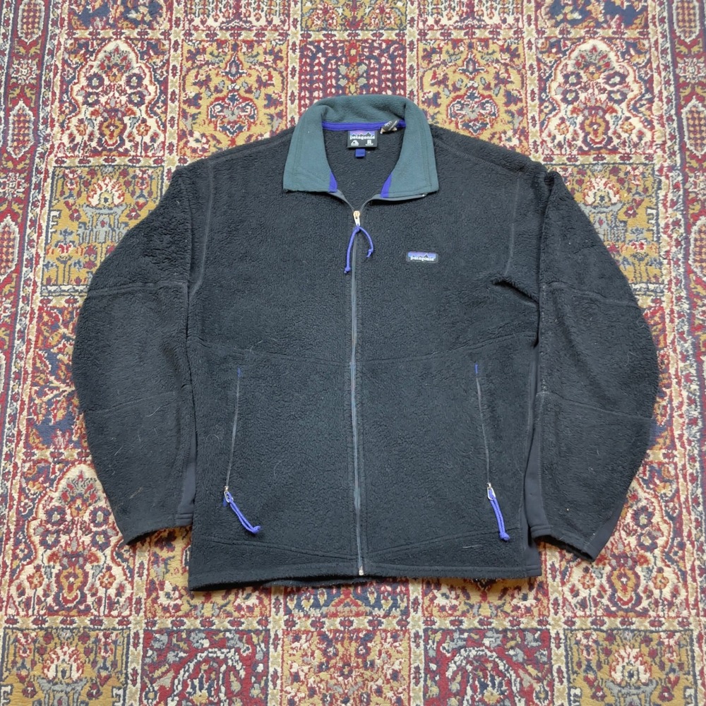 VTG 90s Patagonia Retro X Polartec Regulator Fleece Jacket Black M USA Zip Panel